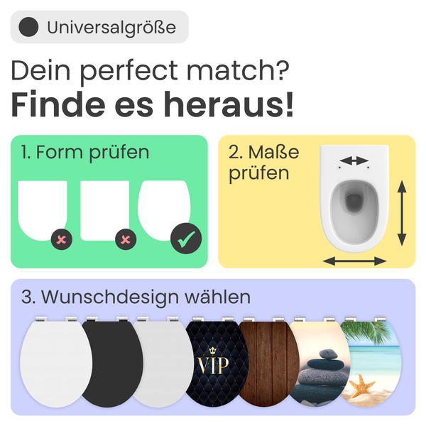 Information zur Ermittlung der passenden Toilettensitzgröße und Designauswahl