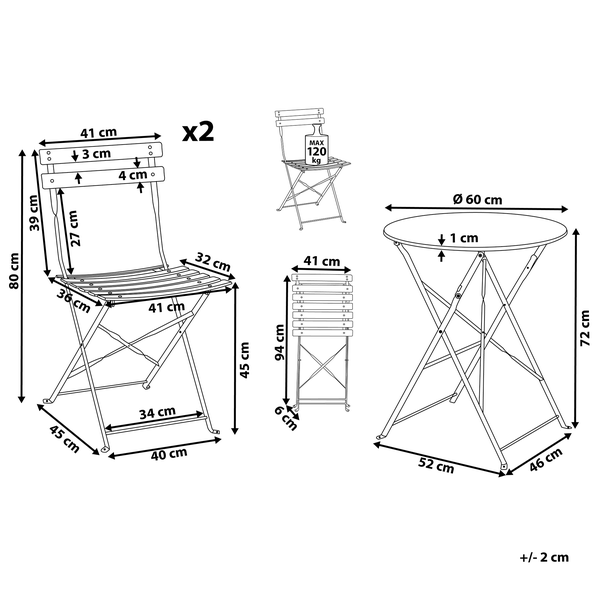 Bistro Set klappbar FIORI Metall Korallenrot
