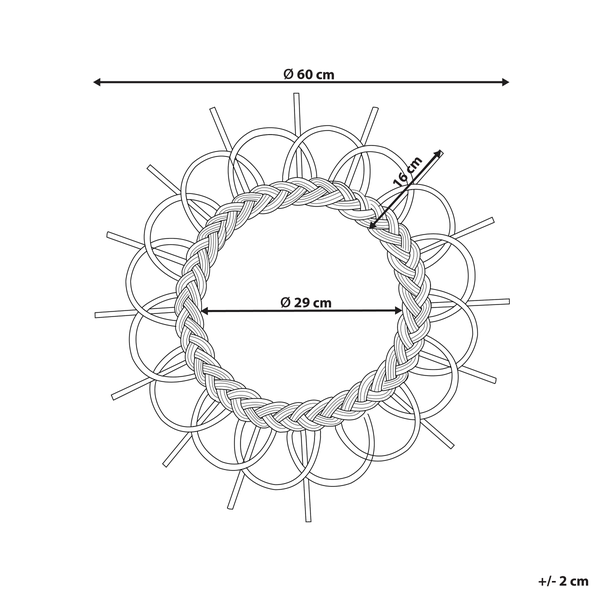 Wandspiegel TELAKIA 60 cm 60 cm Rattan Schwarz