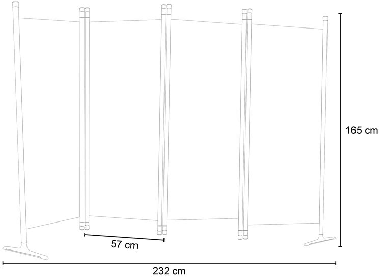 Raumteiler mit den Maßen 232 cm Länge und 165 cm Höhe
