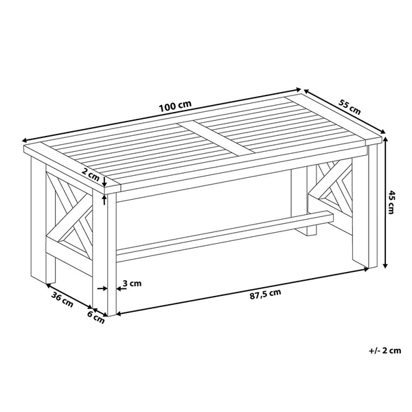 Gartentisch BALTIC 55 cm 100 cm Akazienholz Weiß