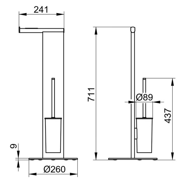 KEUCO Stand WC-Garnitur aus Metall schwarz/verchromt und Kunststoff schwarz 31,3 x 71,1 x 26 cm