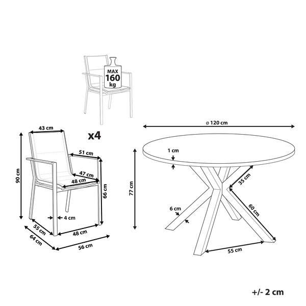 Gartenmöbel Set 4-Sitzer MALETTO/BUSSETO Metall Weiß