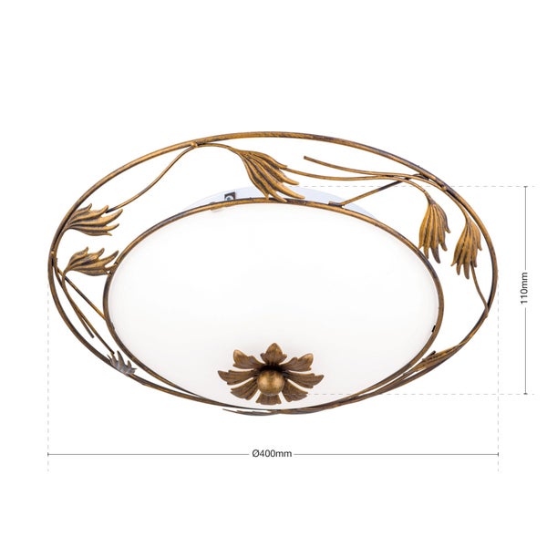 Deckenleuchte mit Blumendekor Antik 40cm