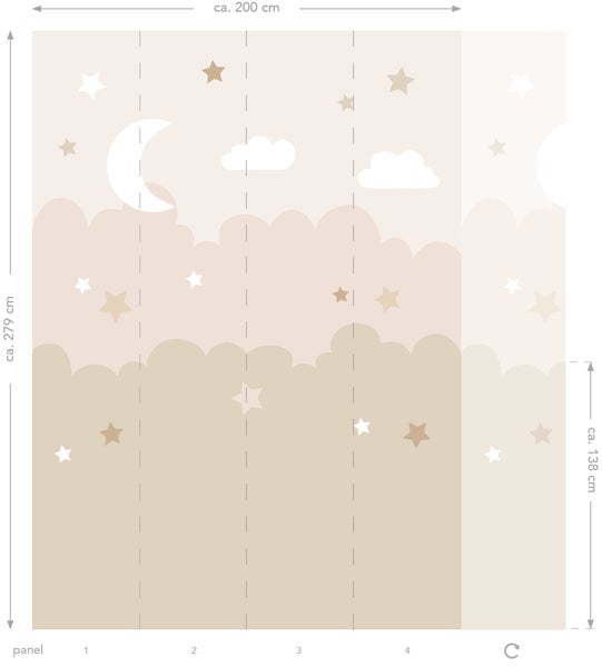 ESTAhome Fototapete Wolken und Sterne Beige - 200 x 279 cm - 159247