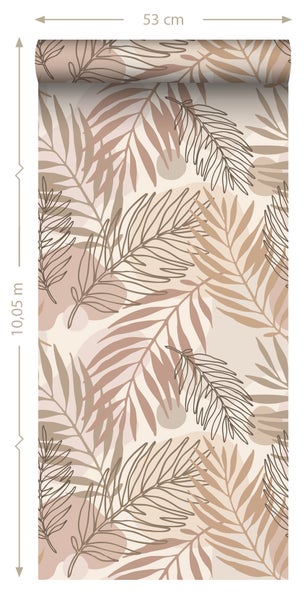 ESTAhome Tapete Blätter Beige - 50 x 900 cm - 139819