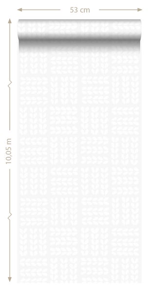 Origin Wallcoverings Tapete Blätter Weiß und Silbergrau - 53 cm x 10.05 m - 347502