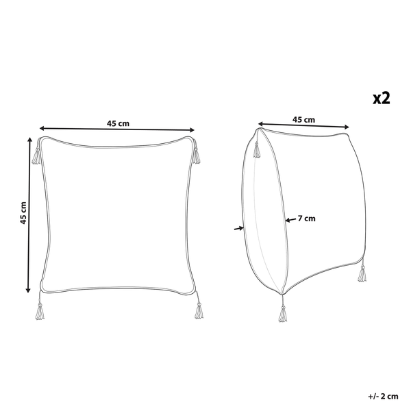 Dekokissen 2er Set SCHEFFLERA Samtstoff 45 x 45 cm Weiß Geometrisches Muster