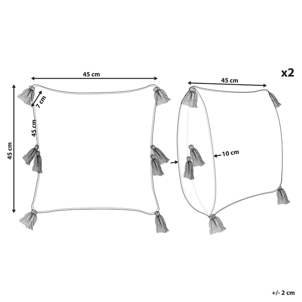 Dekokissen 2er Set AVIUM Baumwolle 45 x 45 cm Hellbeige Geometrisches Muster