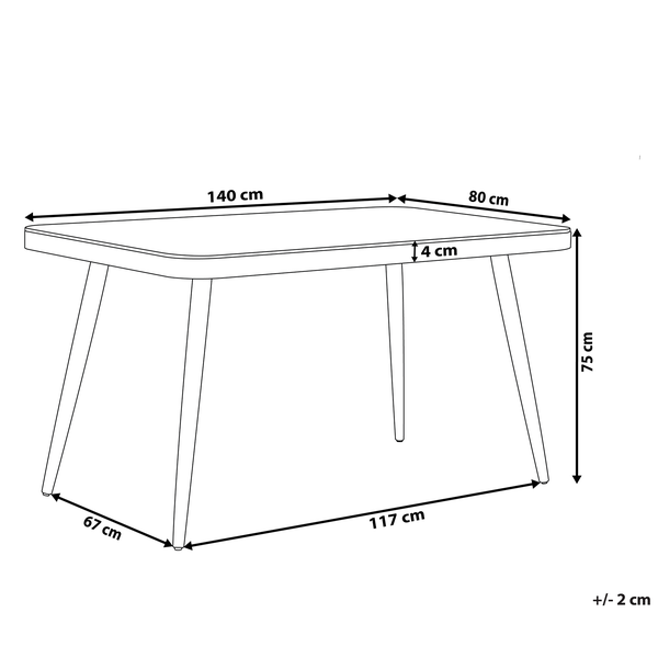 Gartentisch LIPARI 140 cm 80 cm Glas Grau