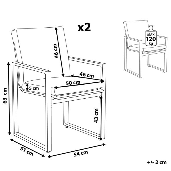 Set mit 2 Stühlen und Sitzkissen PANCOLE Stoff Grau