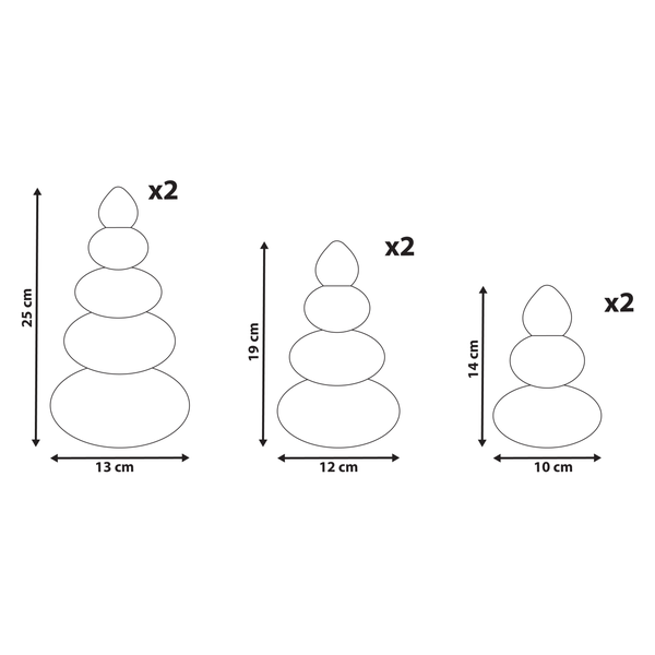 Abmessungen von Dekosteinen