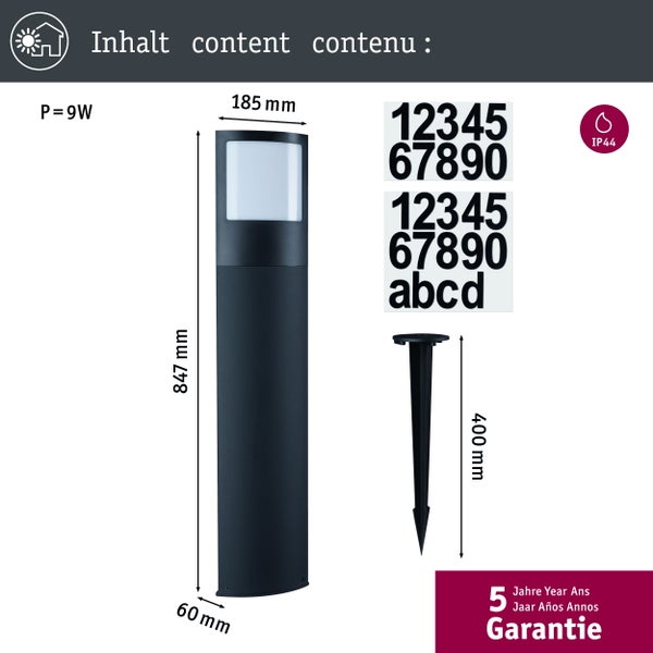 LED Pollerleuchte Smart Home Zigbee 3.0 Padea Dämmerungssensor insektenfreundlich IP44 847mm Tunable Warm 8,5W 700lm 230V Anthrazit Kunststoff