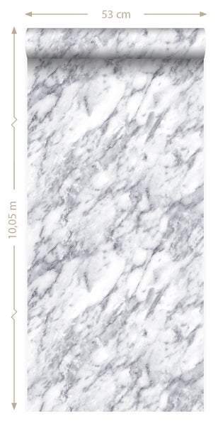 Origin Wallcoverings Tapete Marmor-Optik Elfenbeinweiß - 53 cm x 10.05 m - 347388