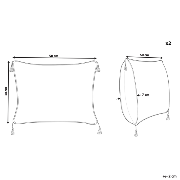 Dekokissen 2er Set SCHEFFLERA Samtstoff 30 x 50 cm Weiß Geometrisches Muster