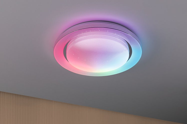 LED Deckenleuchte Rainbow mit Regenbogeneffekt RGBW+ 1600lm 230V 22W dimmbar Chrom, Weiß