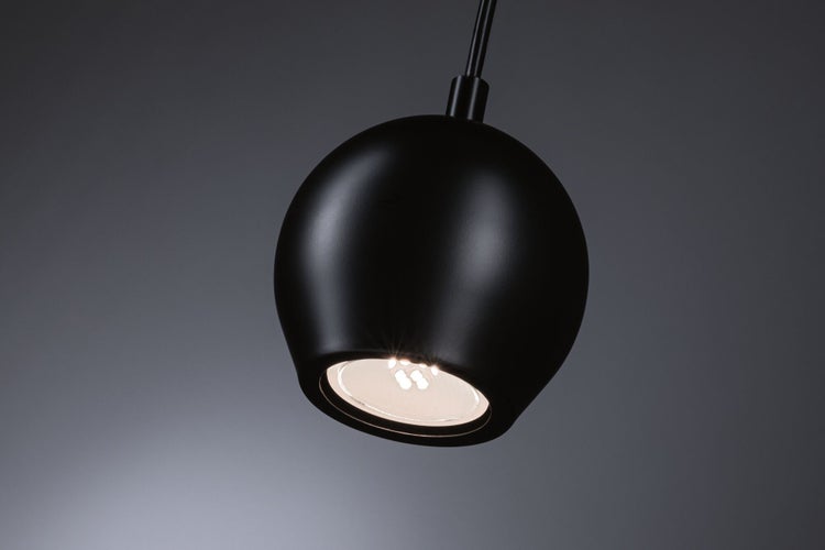 Schwarze Kugel Pendelleuchte mit Leuchtmittel
