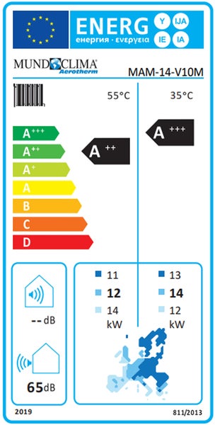 Energielabel für MAM-14-V10M mit Informationen zu Energieeffizienz und Leistung