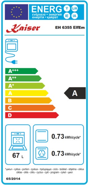 Kaiser Backofen EH 6355 ElfEm Energieeffizienzklasse A Label
