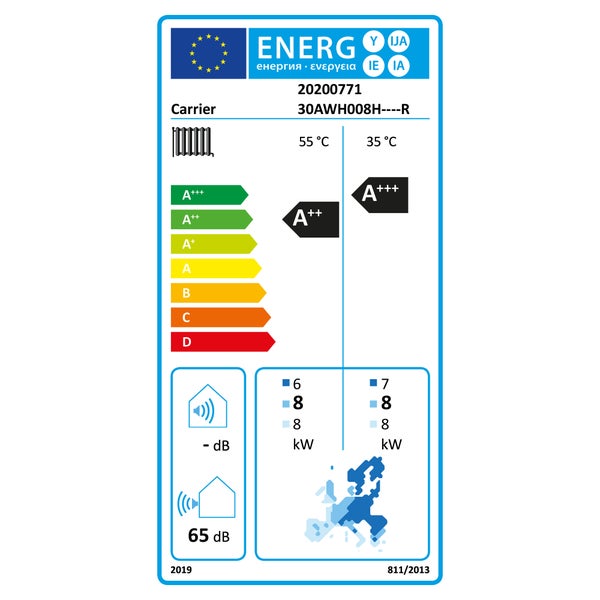 Monoblock Luft/Wasser-Wärmepumpe Aquasnap mit elektrischer Unterstützung Carrier 8 kW Einphasig
