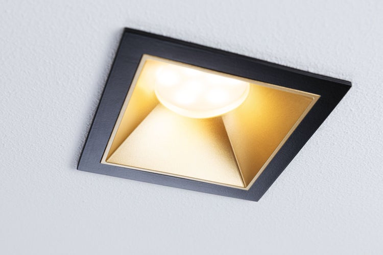 LED Einbauleuchte 3-Step-Dim Cole Coin 3er-Set IP44 eckig 88x88mm Coin 3x6W 3x470lm 230V dimmbar 2700K Schwarz, Gold matt