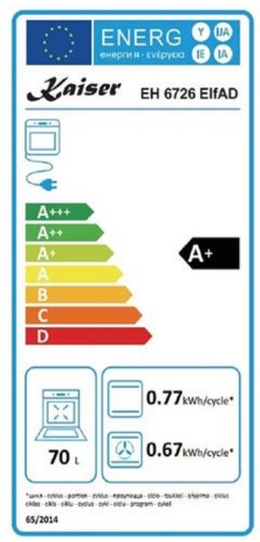 EU Energieeffizienzlabel für Kaiser Einbauherd EH 6726 ElfAD mit Energieeffizienzklasse A plus.