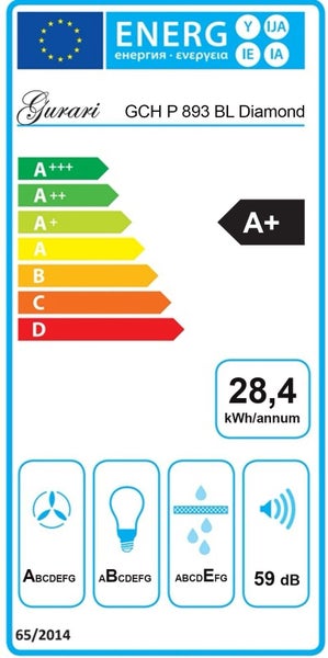 EU Energieeffizienzlabel für Gurari Dunstabzugshaube GCH P 893 BL Diamond mit Energieeffizienzklasse A plus