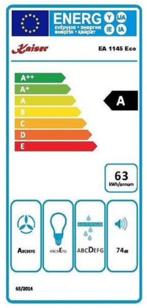 EU Energieeffizienzlabel fuer Dunstabzugshaube Kaiser EA 1145 Eco mit Energieeffizienzklasse A