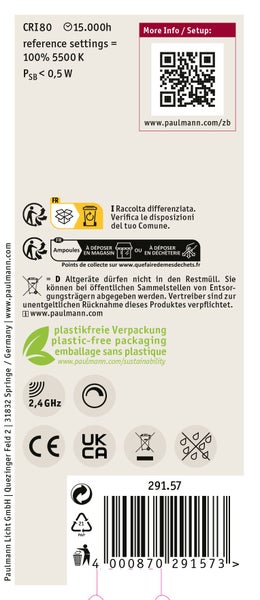 Smarte Stehleuchte im Büro, einstellbare Weißtöne, dimmbar, Zigbee Logo, Steuerung via App, Sprachbefehl oder Fernbedienung.