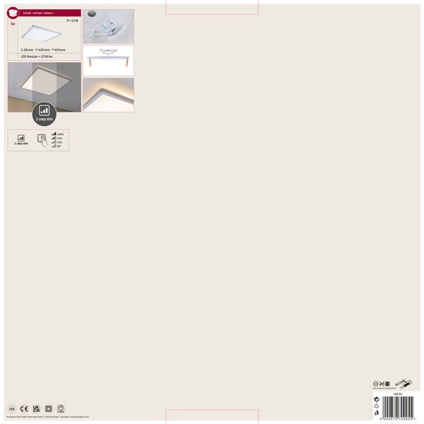 Paulmann LED Deckenleuchte Atria Shine quadratisch mit Dimmfunktion und Backlight inklusive Produktverpackung