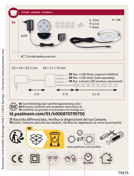 MaxLED 500 Basis Set LED Streifen mit Netzteil für warmweiße Beleuchtung