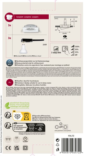 Technische Zeichnung mit Maßangaben für ein Produkt.