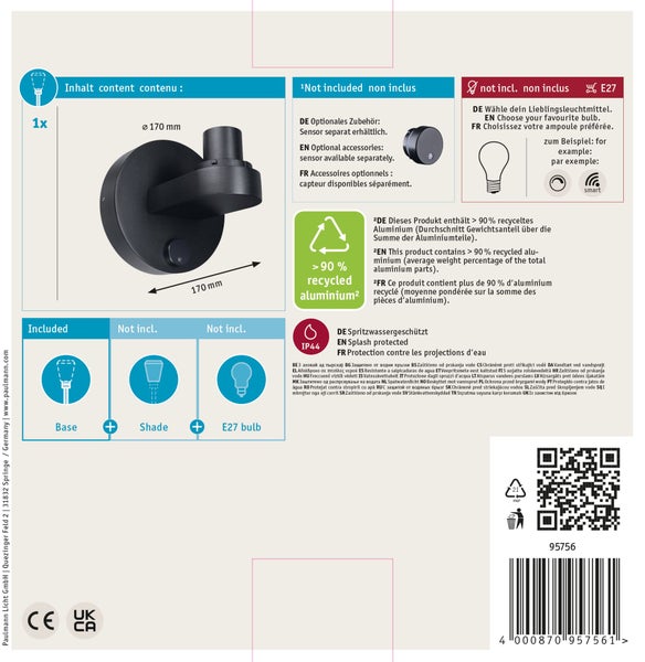 ModuShine Wandhalter Einfacher Lichtaustritt IP44 rund Anthrazit