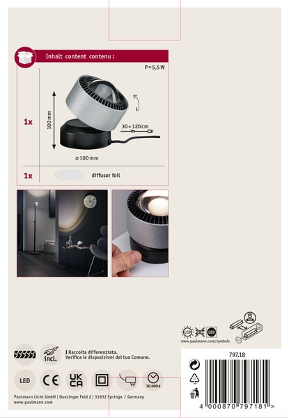 LED Tischleuchte Aldan 2700K 200lm 3,5W Schwarz, Alu gebürstet