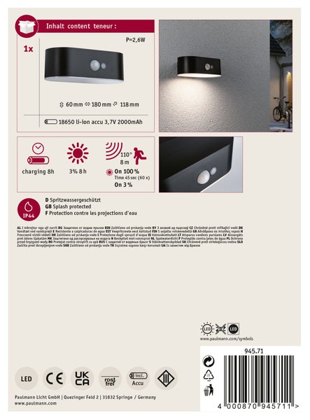 Rechteckige Einbauleuchte für Wand oder Boden mit flachem Gehäuse und Diffusor