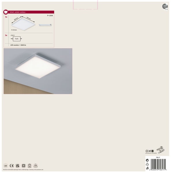Produktübersicht Paulmann LED Streifen Set mit Touch Schalter, Details zu Lieferumfang, Maßen, technischer Leistung und Montageanleitung.