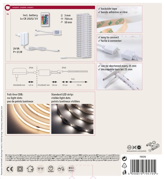 LED Bilderleuchte mit 8 Watt Leistung und Bemaßung, 290 mm breit und 190 mm tief, inklusive 5 Jahre Garantie.