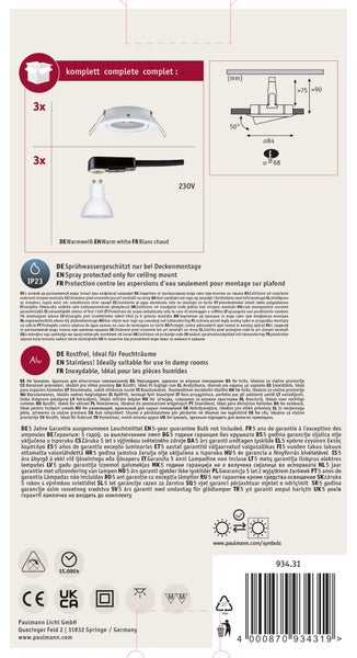 LED Einbauleuchte Nova Basisset schwenkbar rund 84 mm 50° GU10 3x6,5W 3x460lm 230V 2700K Weiß matt
