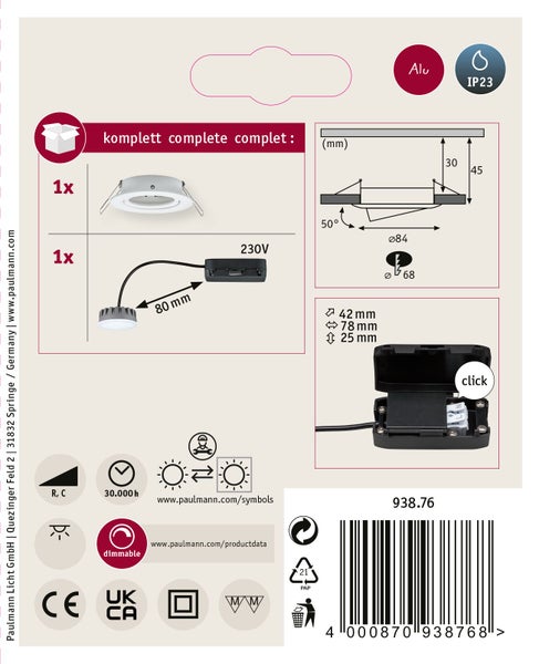 LED Deckenleuchte Abia 2 mit einstellbarer Lichtfarbe und Sensorfunktion zur Auswahl der Farbtemperatur zwischen 2700, 3000 und 4000 Kelvin.