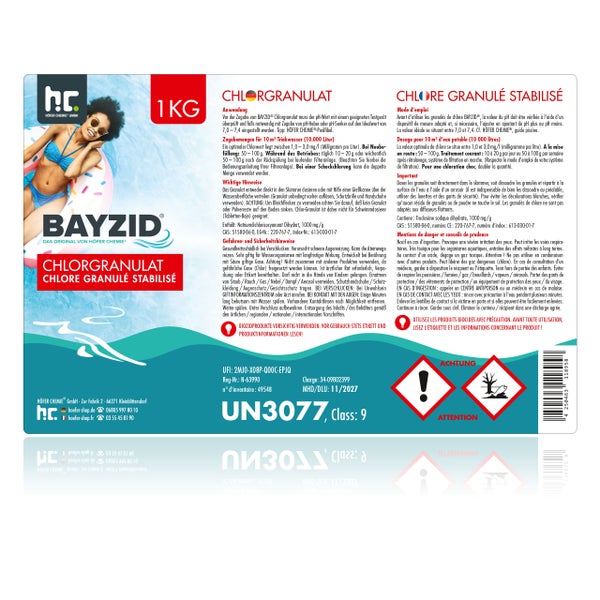 BAYZID Chlorgranulat zur Poolpflege, 1 Kilogramm