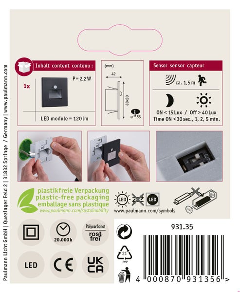 LED Wandleuchte für den Außenbereich in modernem Design mit direkter und indirekter Lichtabstrahlung