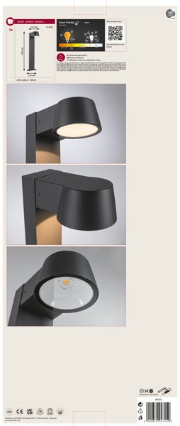 Paulmann LED Sockelleuchte Capea aus Aluminium mit insektenfreundlichem Licht inklusive Produktverpackung