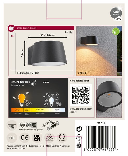 Weiße runde Wandleuchte mit LED Beleuchtung