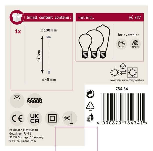 Paulmann LED Einbaustrahler Set Nova 3er Set, Eisen gebürstet, IP44 spritzwassergeschützt, inklusive GU10 Leuchtmittel, 550 Lumen, Paulmann Logo.