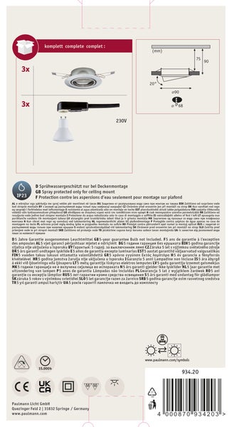 LED Einbauleuchte Base Basisset schwenkbar rund 90 mm 20° GU10 3x5W 3x350lm 230V 3000K Eisen gebürstet