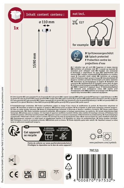 Paulmann LED Außenwandleuchte Batona, rund, seewasserfest, Schutzart IP44, warmweißes Licht 3000 Kelvin, 1500 Lumen, 12 Watt.
