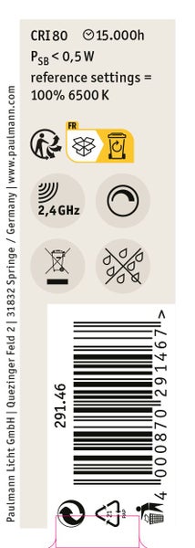 Paulmann LED Leuchtmittel E27 9 Watt 806 Lumen RGBW Zigbee smart steuerbar im Karton mit Produktinformationen
