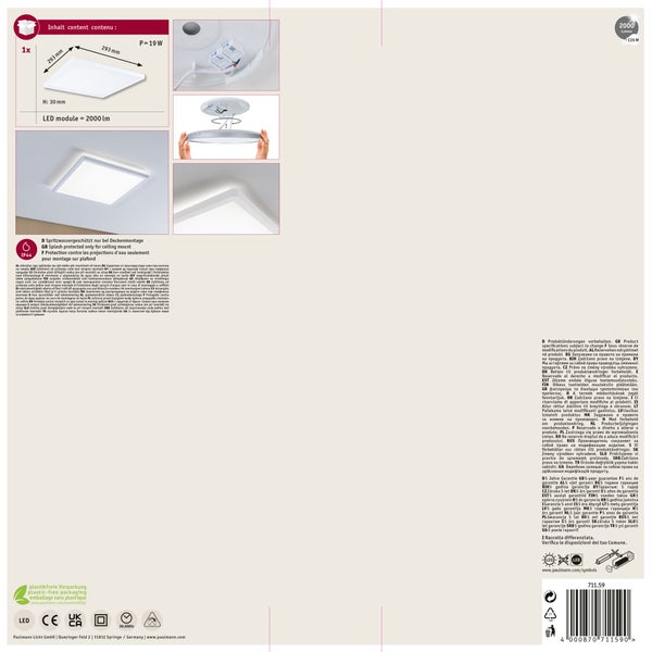 Rechteckige LED Deckenleuchte mit Farbwechselfunktion