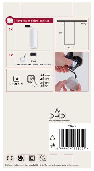 Silberfarbene LED-Wandleuchte