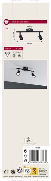 Spotlight Carolina GU10 230V max. 2x10W dimmbar Schwarz matt